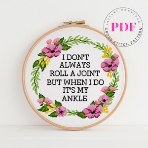 Grappig kruissteekpatroon eenvoudige kruissteekkaart Sarcastisch kruissteekontwerp DIY digitaal formaat - pdf