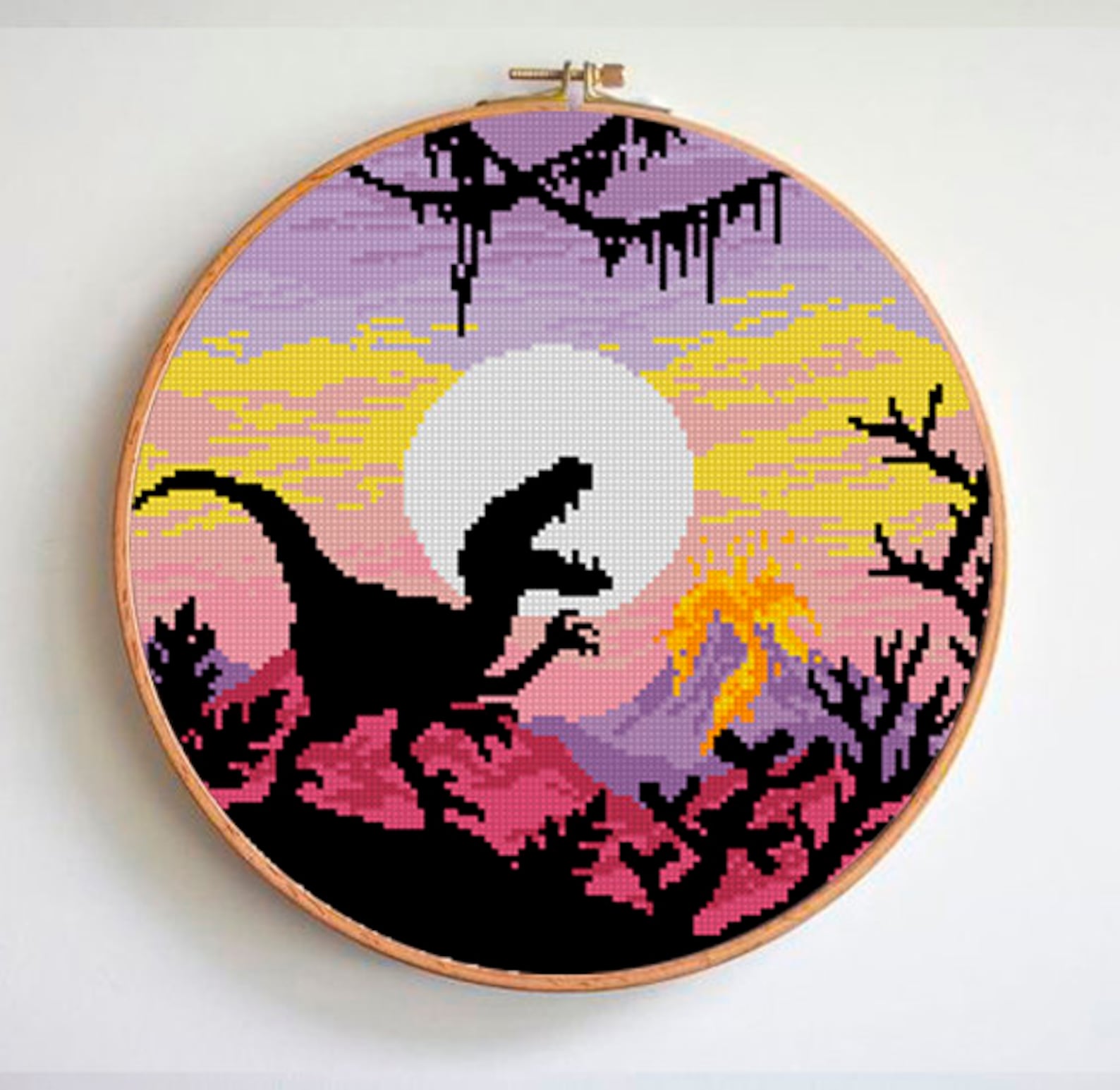 Set of 4 Dinosaurs cross stitch pattern landscape cross stitch Etsy
