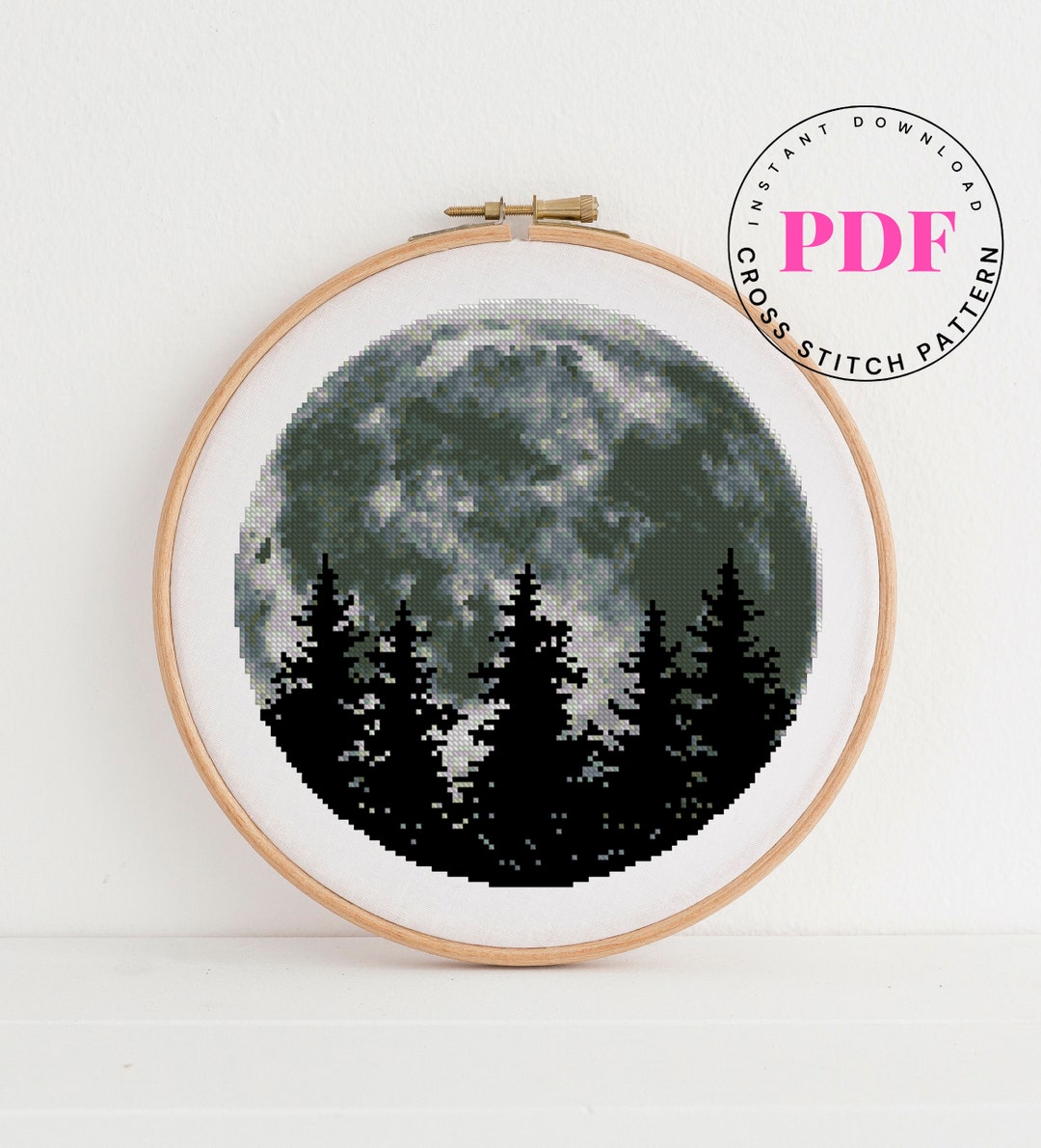 Moon Stamped Cross Stitch Kits - Needlepoint 11CT Counted Cross Stitch Kits  for Beginners Adults Stamped Cross-Stitch Tree Patterns Dimensions Embroidery  Kits Arts and Crafts Home Decor moon tree cross stitch kits
