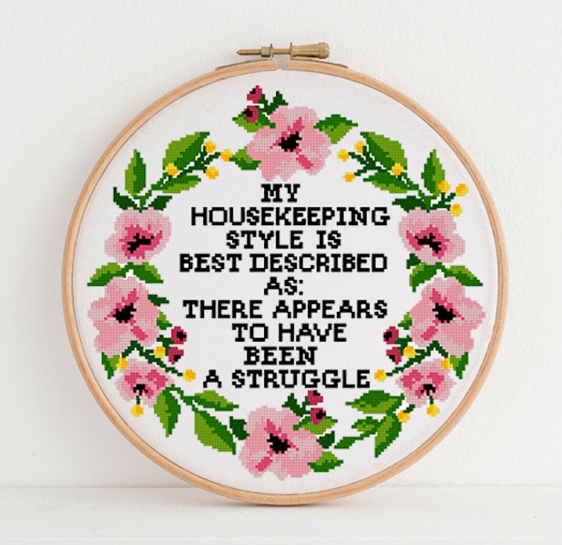 My Housekeeping Style is Best Described Funny Cross Stitch Etsy