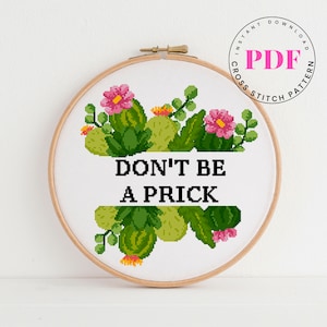 Wees geen lul grappig kruissteekpatroon citaat kruissteekpatroon eenvoudig kruissteekschema borduurontwerp digitaal formaat - PDF