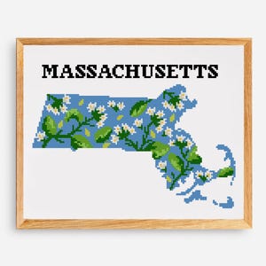 Massachusetts kruissteekpatroon geteld kruissteektabel eenvoudig kruissteekontwerp Mayflower digitaal formaat - pdf