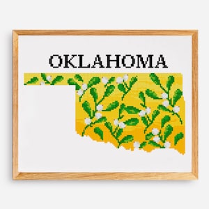 Geteld kruissteekpatroon Oklahoma State Kruissteekontwerp met bloemen Kruissteekkaart VS Digitaal formaat - pdf