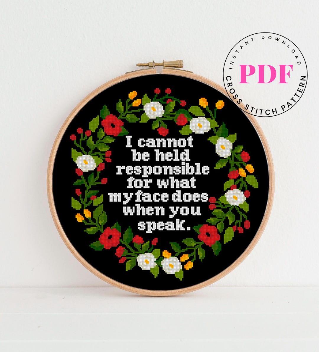 Funny Cross Stitch Pattern Quote Cross Stitch Design Snarky Cross ...