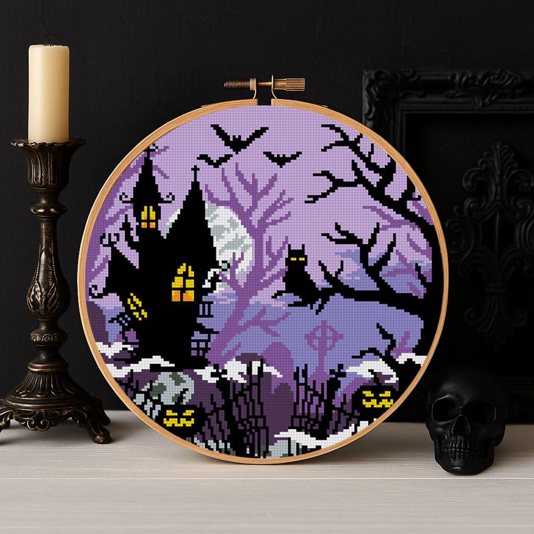 Haunted House Cross Stitch Pattern Digital Format - PDF - Etsy