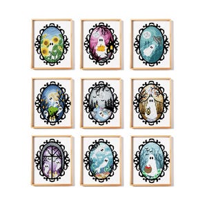Geist Kreuzstichmuster PDF | Saisonale niedliche Halloween-Stickerei | Gruseliges Spirit Stitch Set | Sofort Download