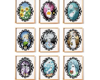 Ghost Cross Stitch Pattern Bundle PDF | Seasonal Cute Halloween Embroidery | Spooky Spirit Stitch Set | Instant Download