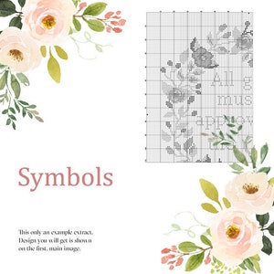 May include: Cross stitch pattern with a floral design and the text "All must appear"