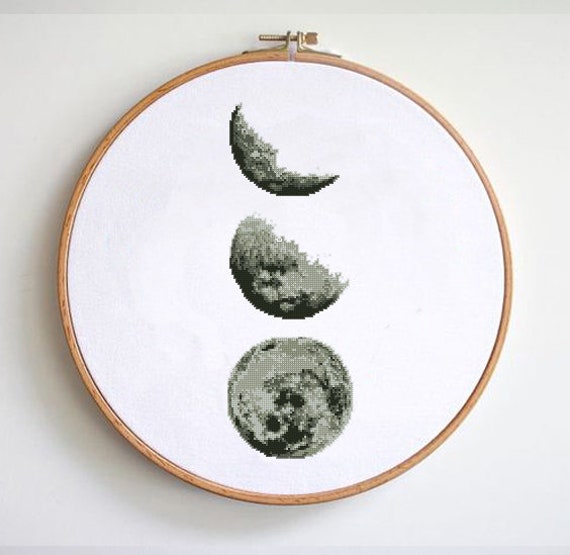 Moon Phase Cross Stitch Pattern Earth Cross Stitch Solar System Science Cross Stitch Modern Cross Stitch Pattern Digital Format Pdf