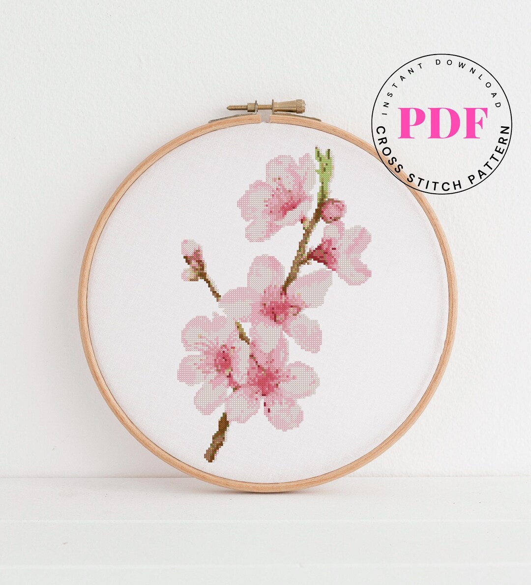 Cherry Blossom Cross Stitch Pattern PDF | Japanese Sakura Embroidery ...