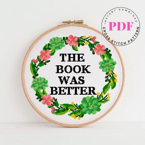Het boek was beter grappig kruissteekpatroon eenvoudig kruissteekpatroon vetplanten kruissteekkaart Digitaal formaat - pdf