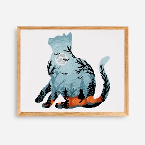 Cat cross stitch pattern pumpkin cross stitch design Digital Format PDF image 2