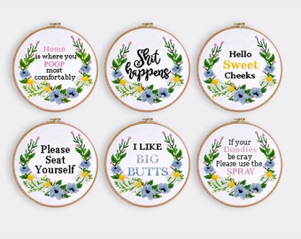 Bathroom cross stitch patterns set counted cross stitch pattern funny cross stitch design subversive cross stitch Digital Format - PDF