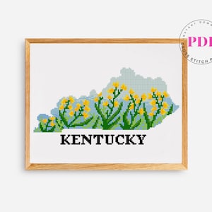 Kentucky kruissteekpatroon bloemen kruissteekpatroon eenvoudige kruissteekkaart DIY digitaal formaat - pdf
