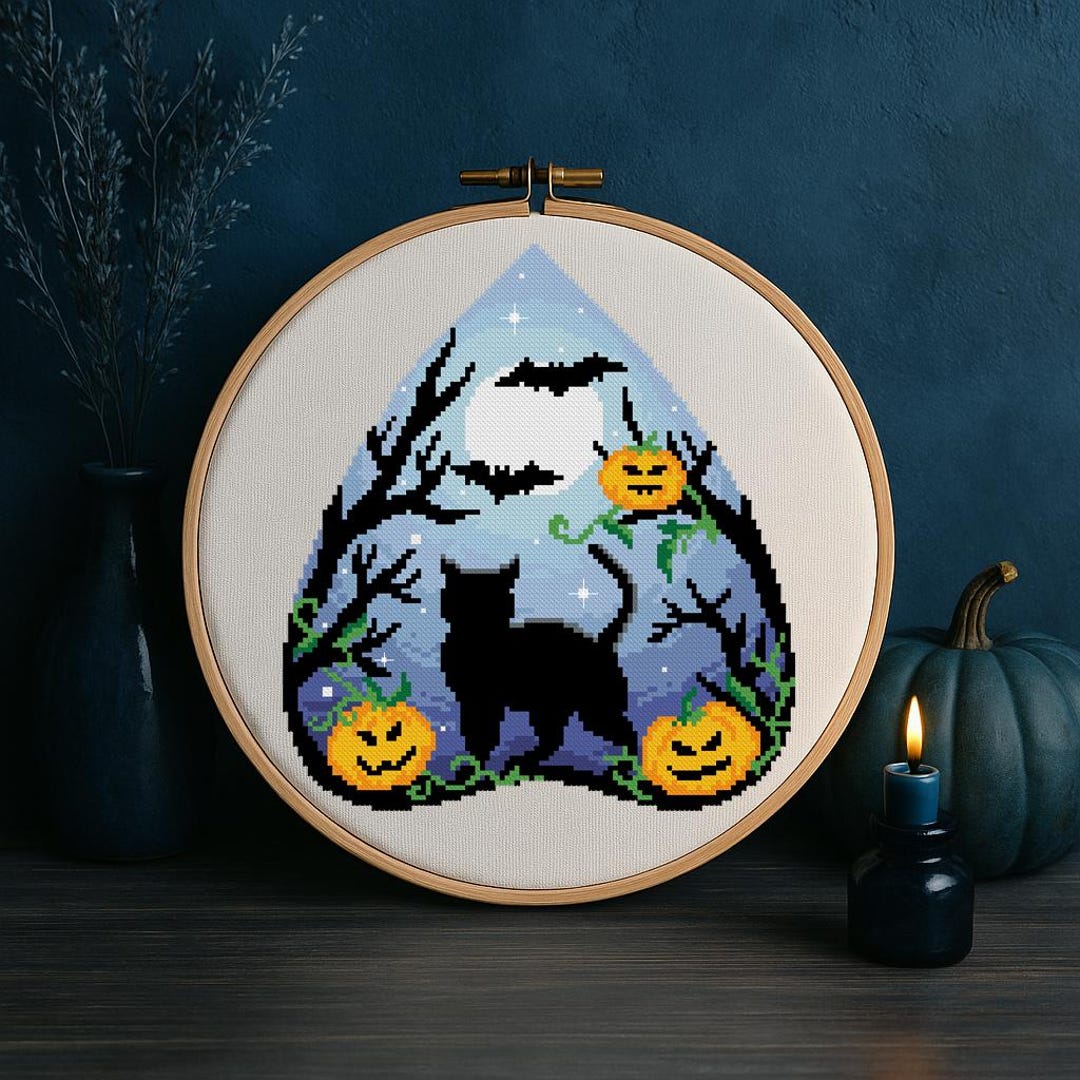 Halloween Cat Cross Stitch Pattern Digital Format - PDF - Etsy