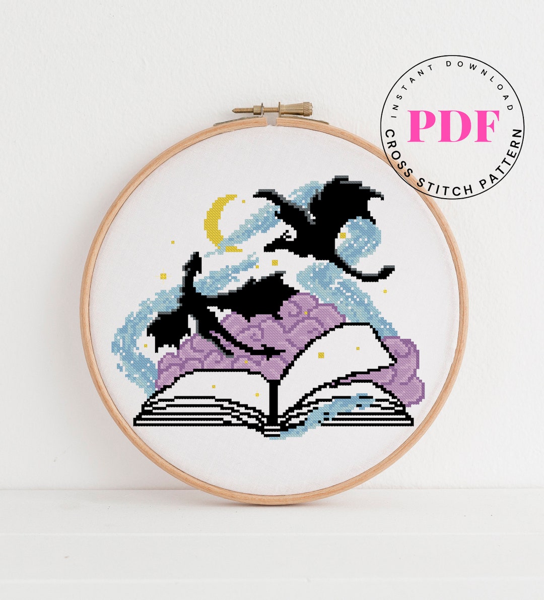 Book Cross Stitch Pattern Dragon Cross Stitch Chart Fairytale Cross ...