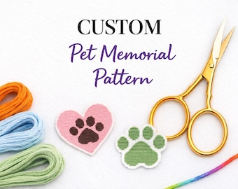 Custom Pet Memorial Cross Stitch Pattern PDF • Personalized Dog or Cat Remembrance Design