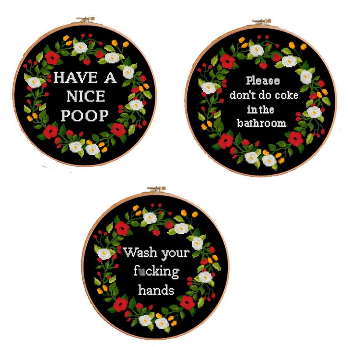 Bathroom Cross Stitch Patterns Set Modern Counted Cross Stitch Etsy
