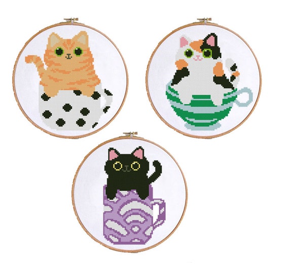 Cat Cross Stitch Pattern, Animal Pattern, Cute Thing Cross Stitch