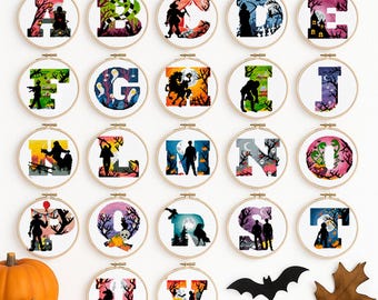 Gruseliges Alphabet Kreuzstich-Muster: Halloween Gothic Schrift (PDF-Muster)