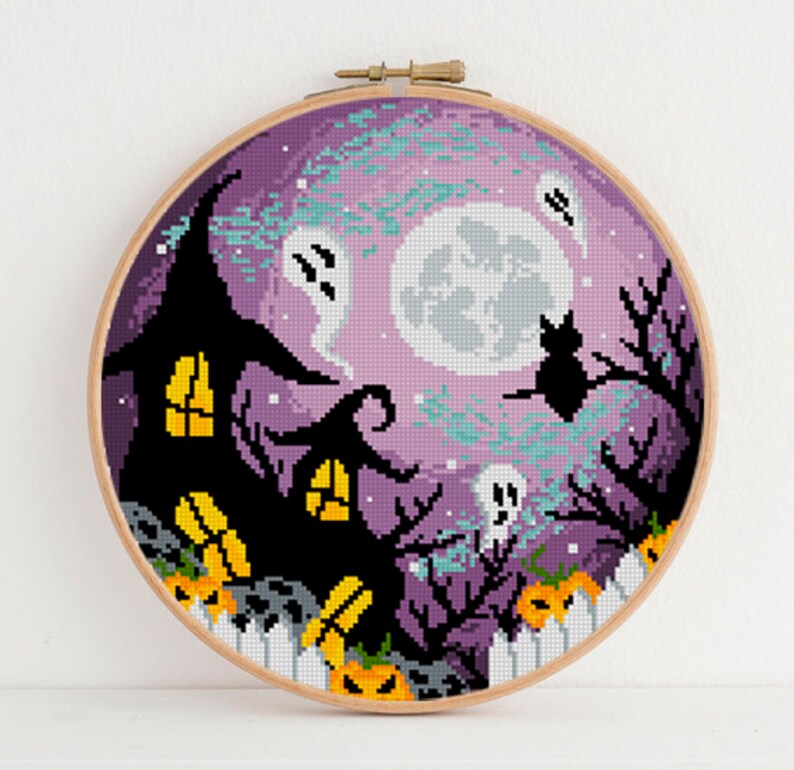 Set of 3 Halloween Cross Stitch Pattern Ghosts Cross Stitch Etsy