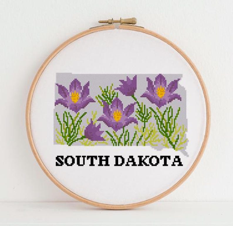 South Dakota Cross Stitch Pattern Flowers Nature USA Cross Stitch Design Digital Format PDF Etsy