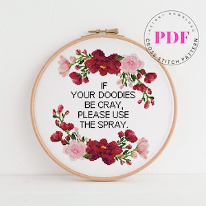 Als je doodies be cray zijn Badkamer kruissteekpatroon grappige kruissteekkaart snarky kruissteekontwerp Digitaal formaat - pdf
