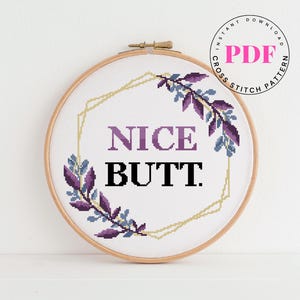 Nice Butt grappig kruissteekpatroon citaat kruissteekontwerp badkamer kruissteekkaart badkamerinrichting bloemen Digitaal formaat - pdf