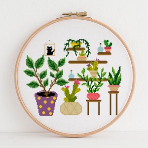 Home plants cross stitch pattern cactus cross stitch pattern succulent cross stitch pattern embroidery pattern Digital Format - PDF