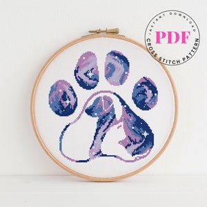 Animal paw cross stitch pattern easy cross stitch pattern cat cross stitch dog cross stitch Digital Format - PDF