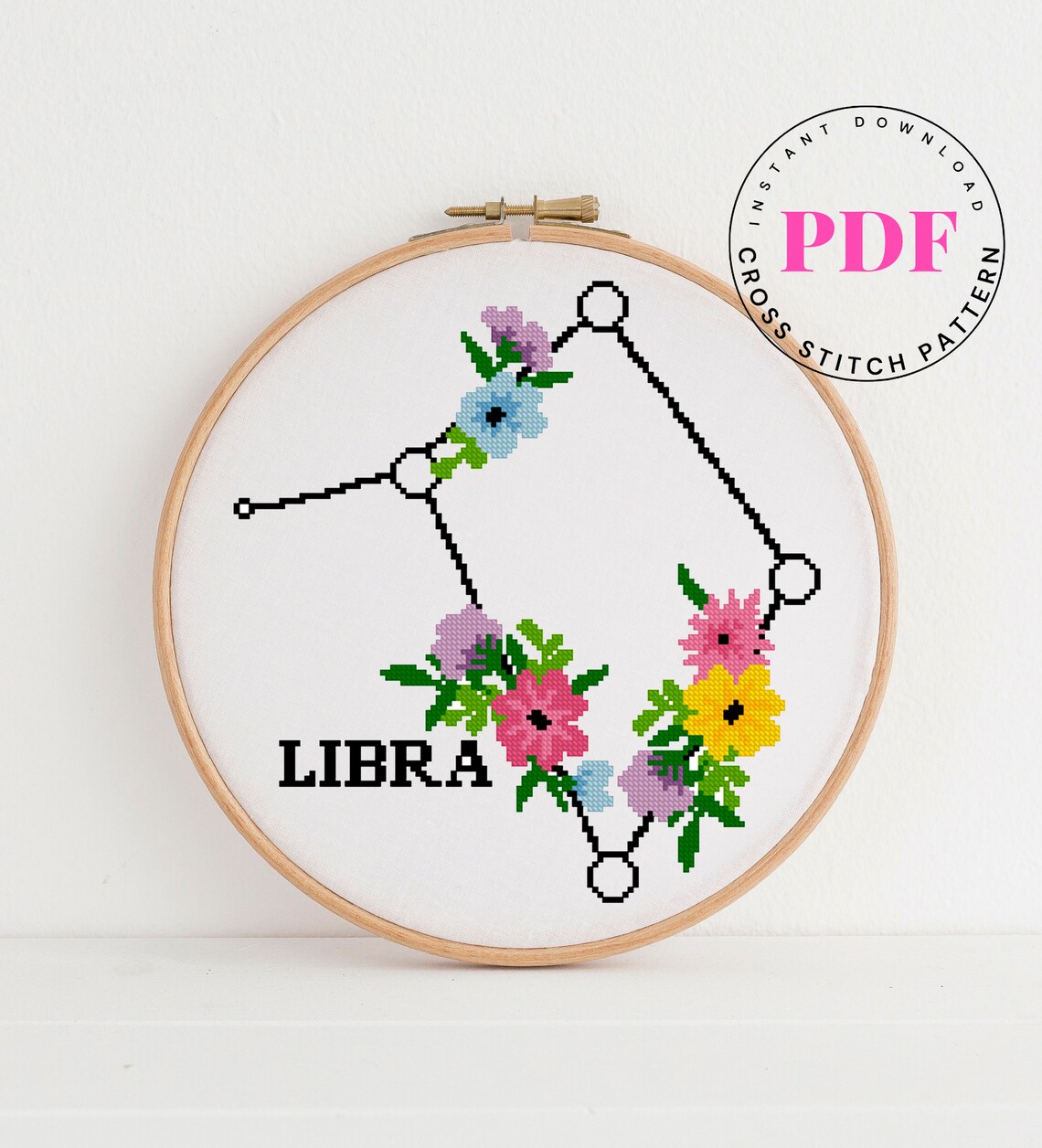 Libra Zodiac Sign Satsuma Street Modern Cross Stitch Etsy