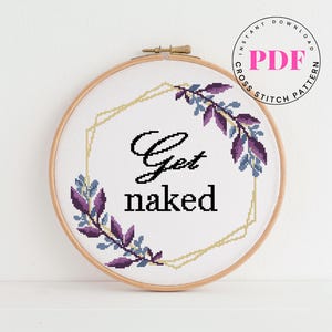 Get Naked Grappig kruissteekpatroon badkamer kruissteekontwerp eenvoudige kruissteekkaart DIY interieurdecoratie Digitaal formaat - pdf
