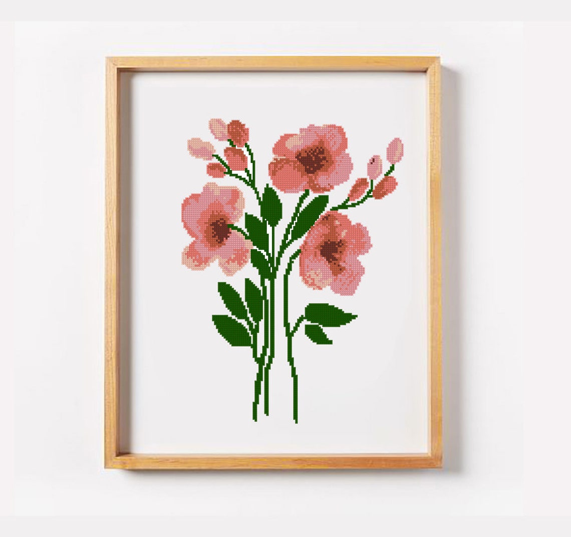 Watercolor flowers cross stitch patterncross stitch Etsy
