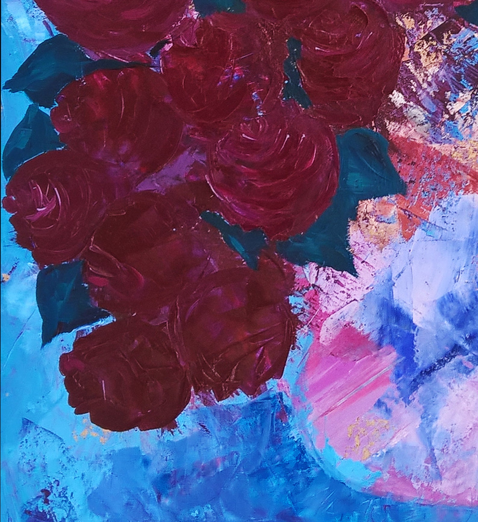 Rose flower oil painting Still life with flowers Abstract art Etsy