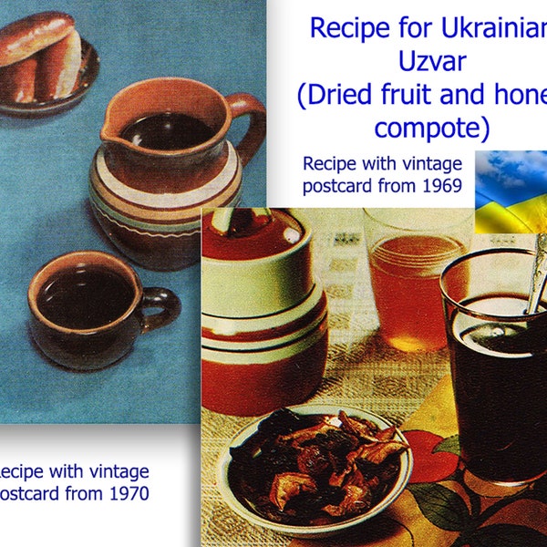A set of two recipes Uzvara Compote of dried fruits and honey, Ukrainian recipes, Coupon code for discount, Promo code 50% as a gift