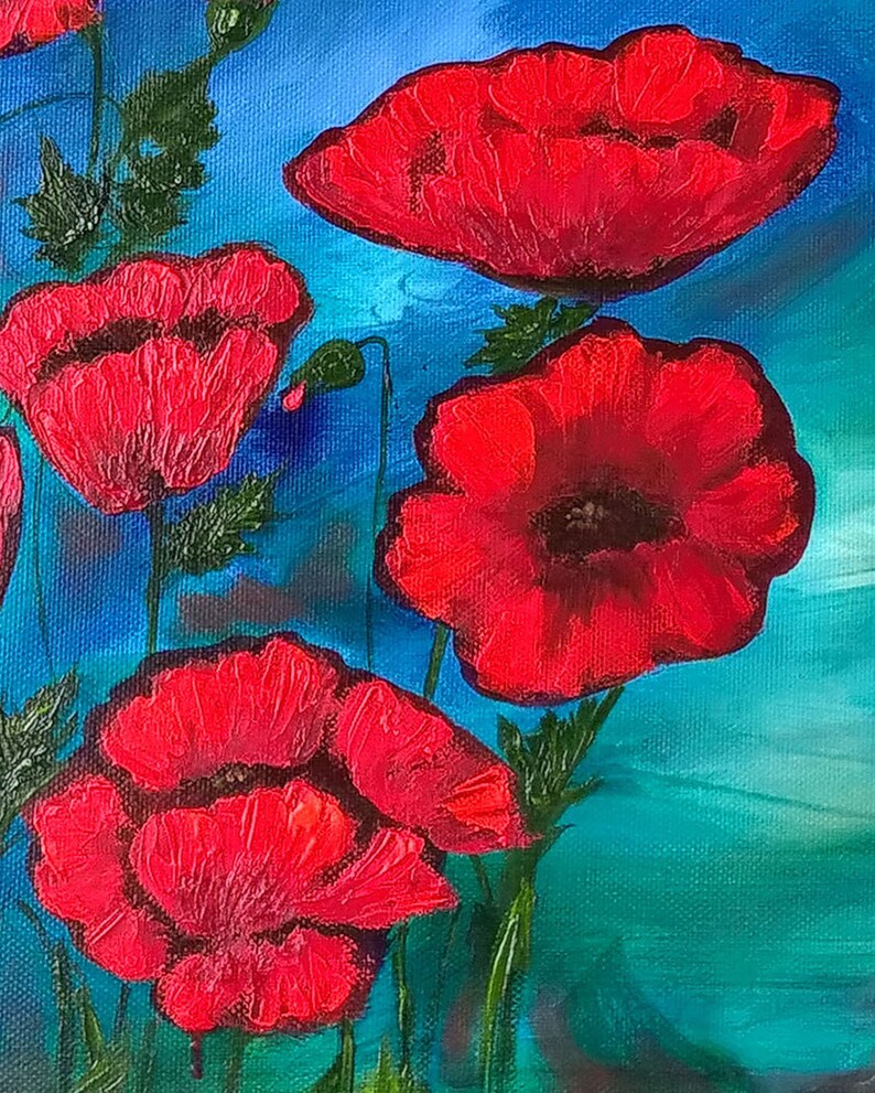 Poppy Field Painting Red poppies canvas wall art Red flower Etsy