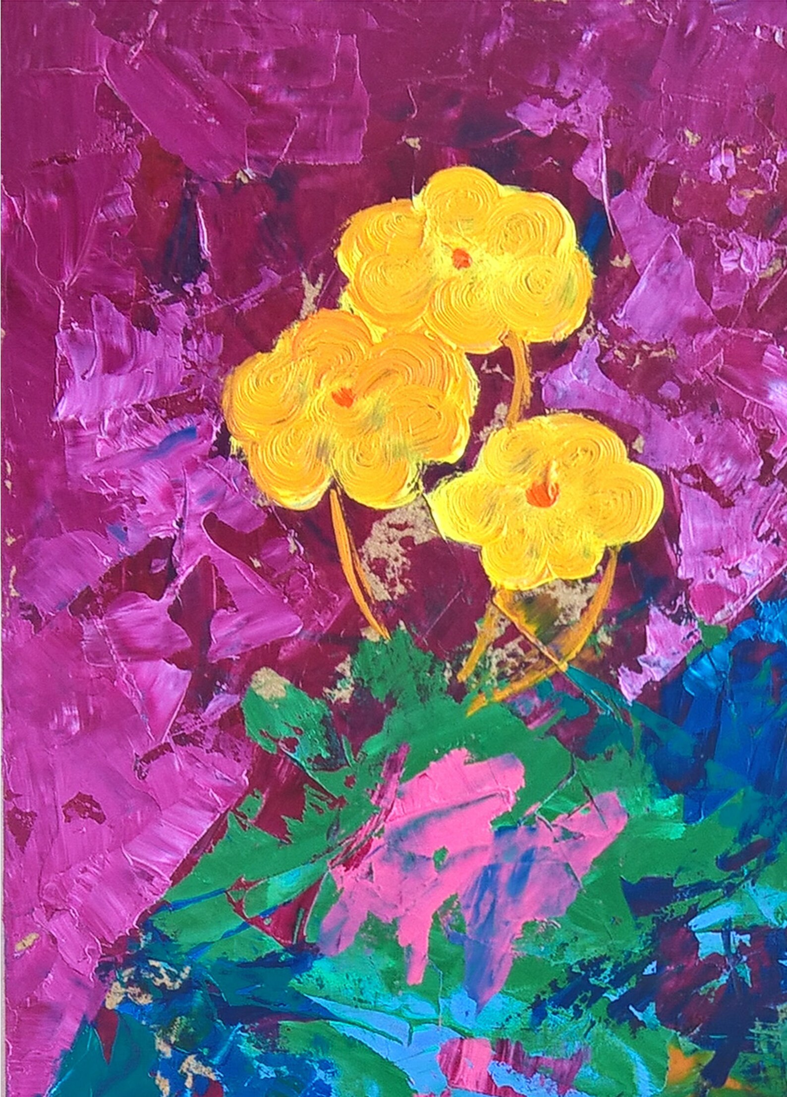 Yellow flower oil painting Still life with flowers Abstract Etsy
