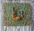 Verdigris Hare Wall Plaque: Copper Finish, Rustic Decor