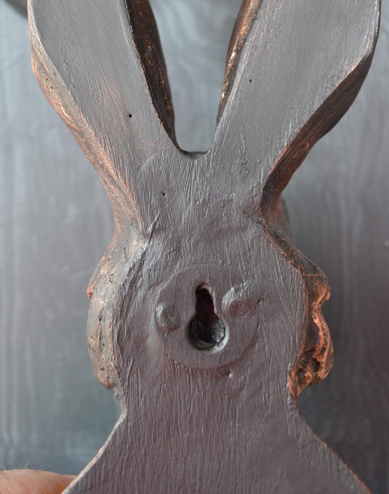 Plaster Rabbit Statue Purple Hare Head Wall Sculpture: Hand-painted Plaster Rabbit Art - Made ...
