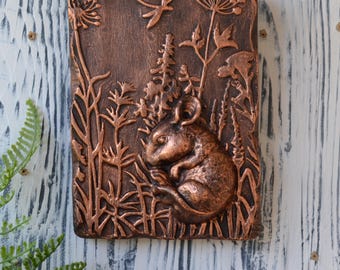 Handmade Dormouse Wall Plaque: Copper, Pewter, Bronze, Brass