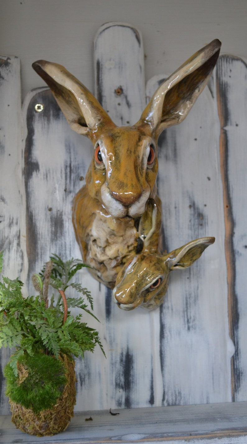 Hare and Leveret Sculpture Individual Wall Mounted Rabbit - Etsy UK
