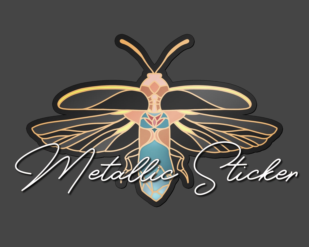 Metallic Firefly Sticker - Rose Gold - Crystal Lightning Bug With Lotus ...