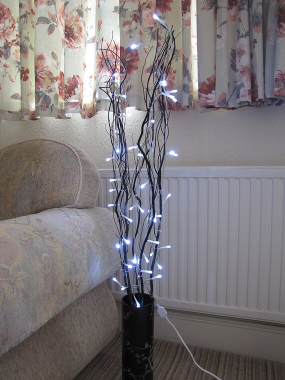 Black Twigs With 50 White LED Fairy Lights UK Plug Festival Etsy UK