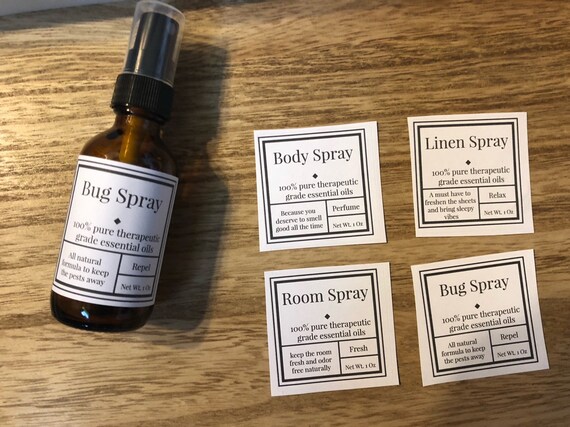 Bug linen body room spray labels | Etsy