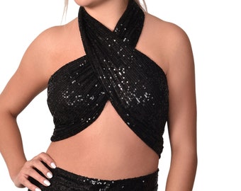 sequin crop tops for women