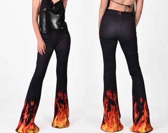 pants with flames at the bottom