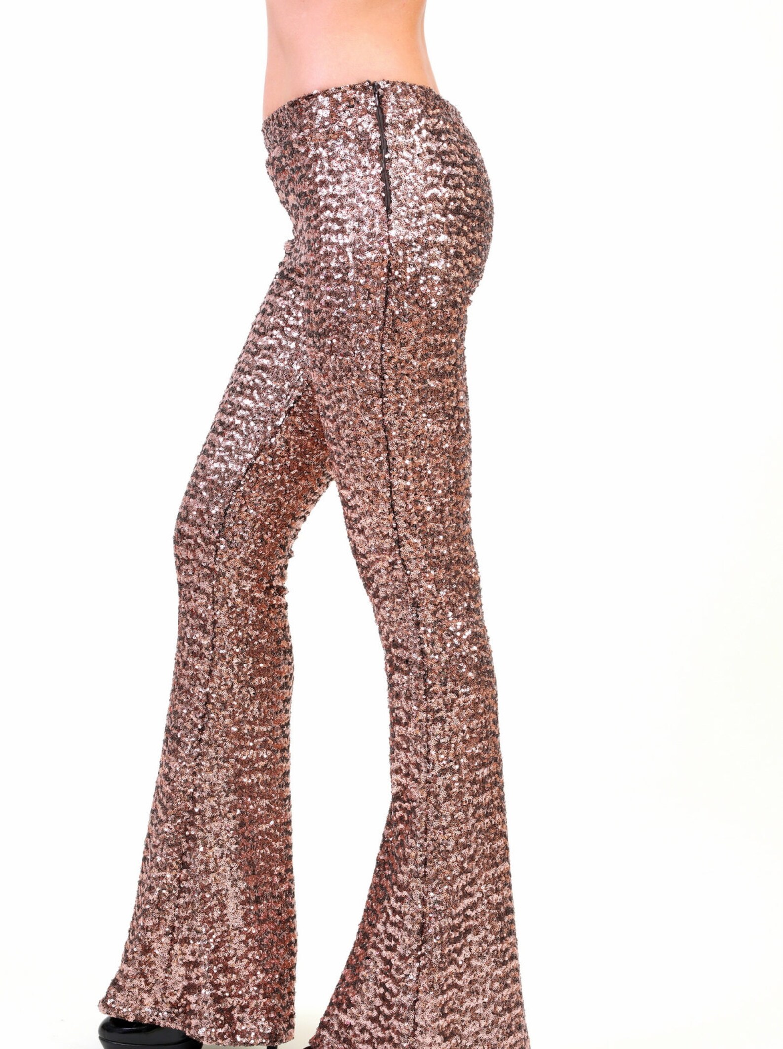 Bronze Sequin Flare Pants Bell Bottoms Harem Pants Yoga | Etsy