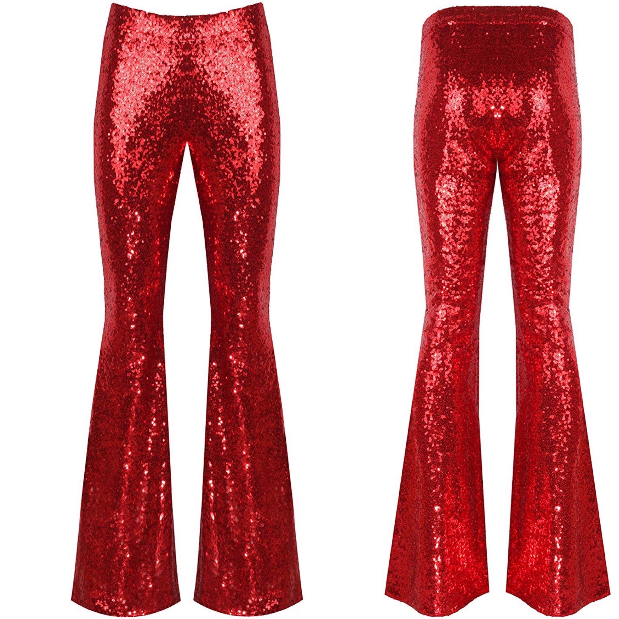 Red Sequin Flare Pants Bell Bottoms ...