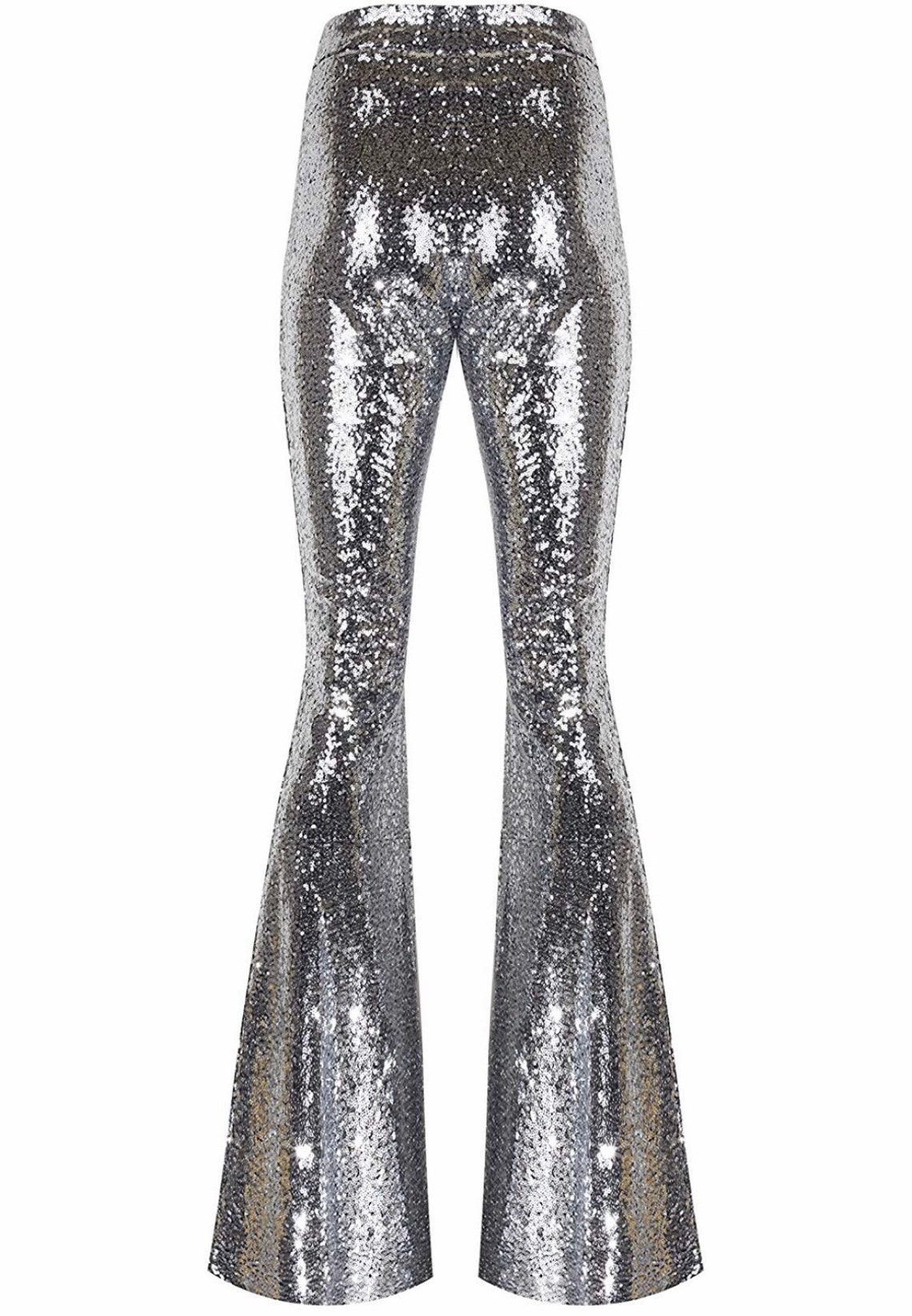 Silver Sequin Flare Pants Bell Bottoms Harem Pants Yoga | Etsy