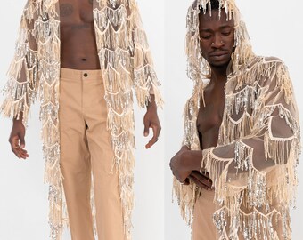 Sequin Kimono, Hooded Kimono, Sequin Cardigan, Festival Kimono, Sequin Duster, Halloween costume, Festival Outfit, Burning Man Outfit
